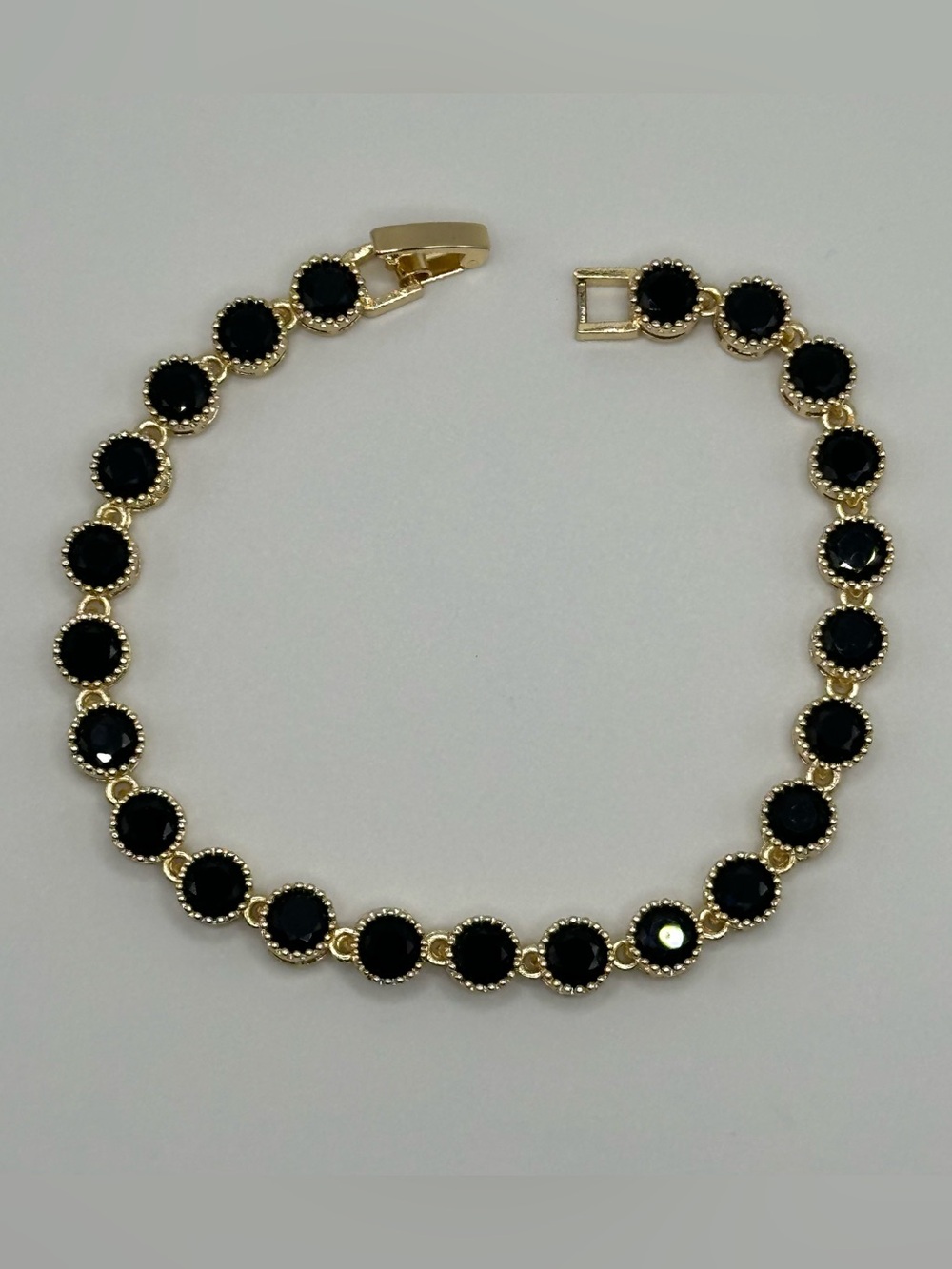 Gold Filled Black OnyxTennis Bracelet
